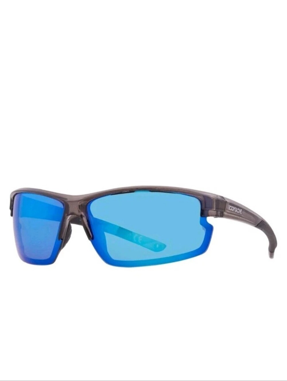 Body Glove Sunglasses Smokey Gray Blue Mirror Polarized Floating Wrap Unisex Nwt